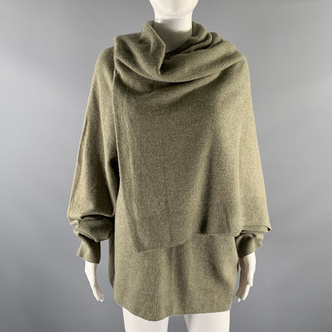 CELINE Size M Khaki Green Wool Cashmere Wrap Pullover
