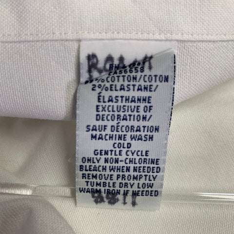 RALPH LAUREN Size XXL White Cotton Blend Button Down Long Sleeve Shirt