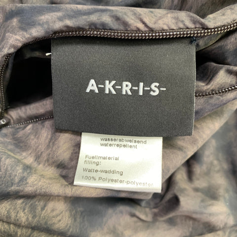 AKRIS Size 14 Black Brown Fur Effect Nylon Reversible Puffer Coat
