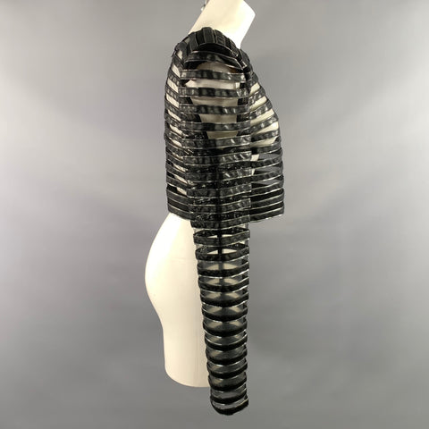 ZHIVAGO Size M Black Silver Polyester Stripe Cropped Dress Top
