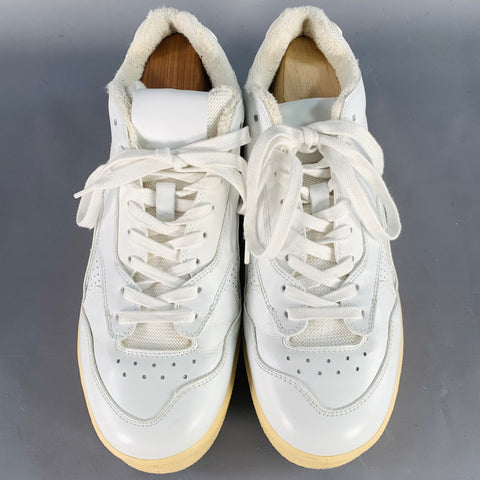 JIL SANDER Size 10 White Leather Rubber Sole Lace-Up Low Top Sneakers
