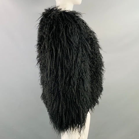 MICHAEL by MICHAEL KORS Size M Black Mongolian Lamb Fur Hook Eye Jacket