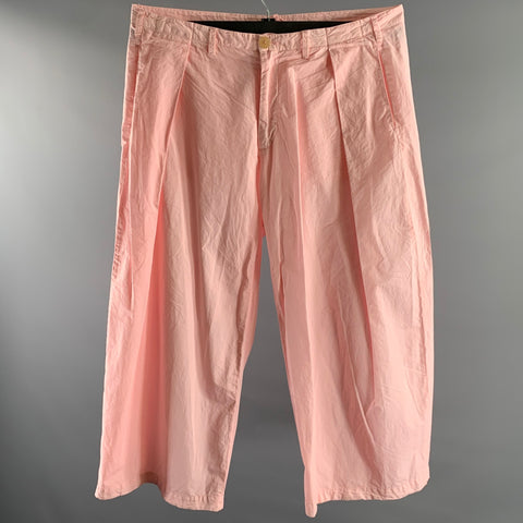WRITE + DOYLE Size 38 Pink Cotton Blend Pleated Wide-leg Pants
