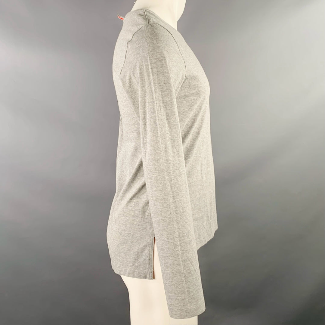 THOM BROWNE Size S Grey Cotton Crew Neck Long Sleeve T-shirt