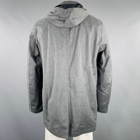 HERNO Taille 46 Manteau en laine gris avec zip et boutons-pression