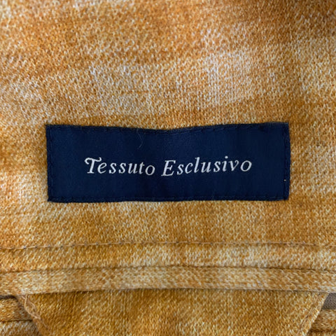 LARDINI Size 42 Orange Tartan Linen Cotton Blend Notch Lapel Sport Coat
