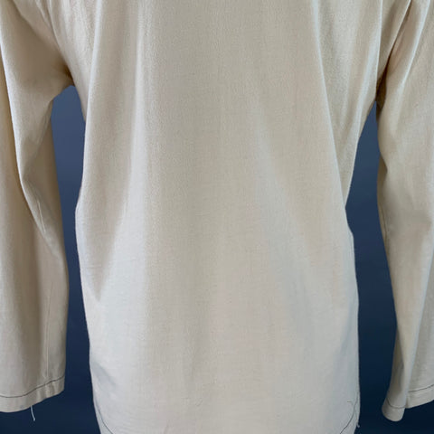 NICE COLLECTIVE Size M Cream Black Jersey Distressed Henley Pullover