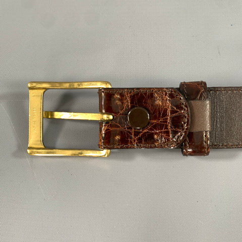 GARYS & COMPANY Size 40 Brown Crackled Crocodile Belt