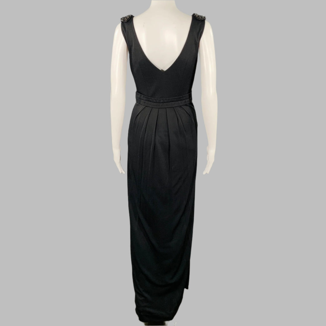 LA PERLA Size 8 Black Viscose Blend Beaded Sleeveless Long Dress