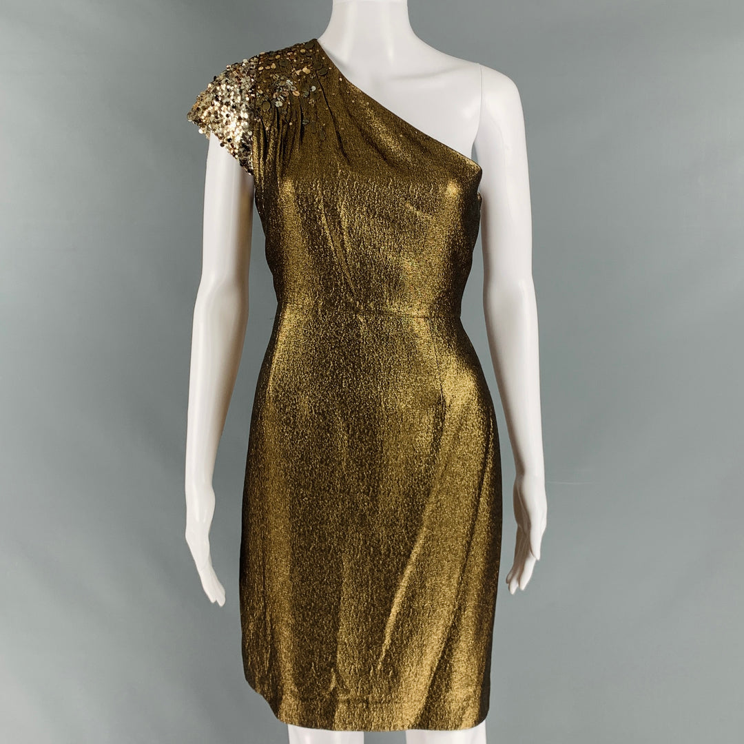 white christmas dresses Strapless Gold Metallic Ruffles A-line Cocktail Dress – Dressesforparty main image 1