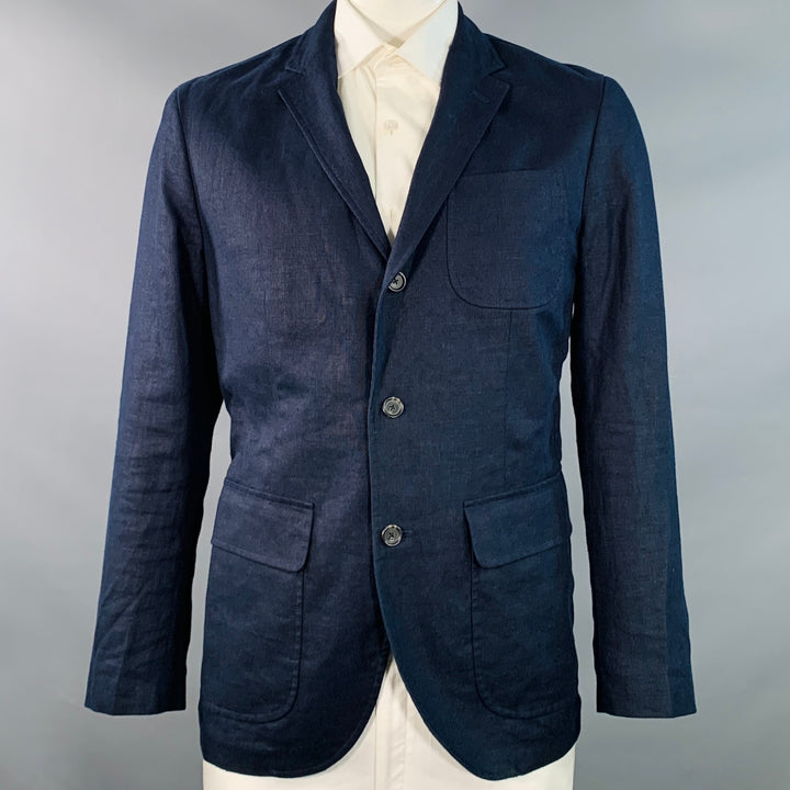 POLO by RALPH LAUREN Size 42 Regular Navy Woven Linen Sport Coat