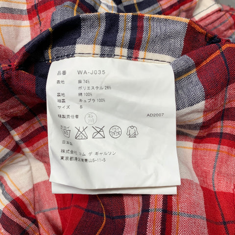 JUNYA WATANABE Chest Size S Red Navy & White Plaid Linen Blend Sport Coat