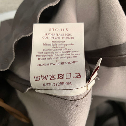 STOULS Size XL Brown Lambskin Leather Elastic Waistband Dress Pants