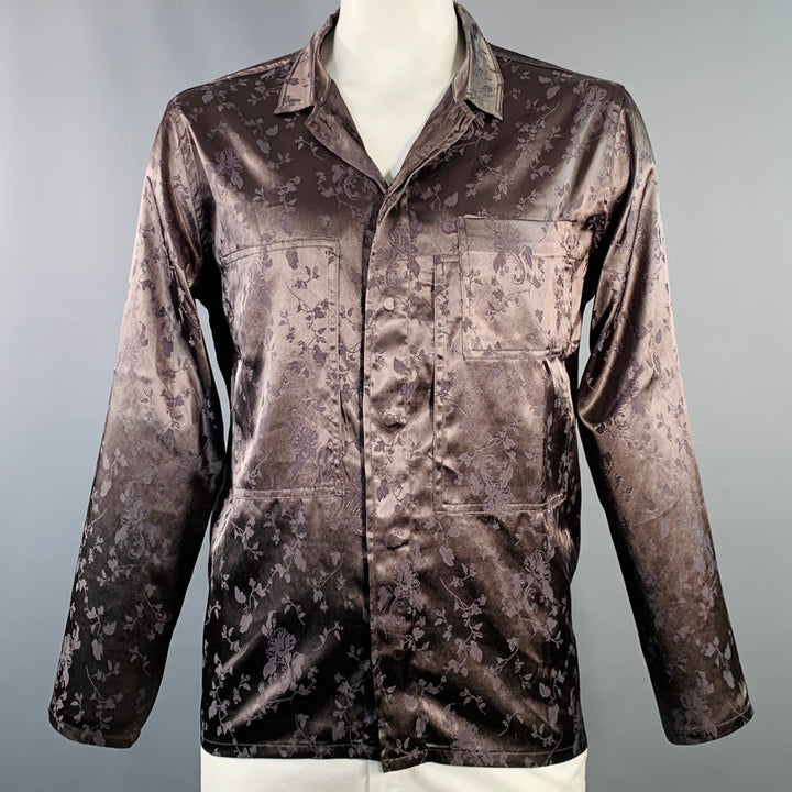 HAIDER ACKERMANN Size L Brown Jacquard Viscose Button Up Long Sleeve Shirt