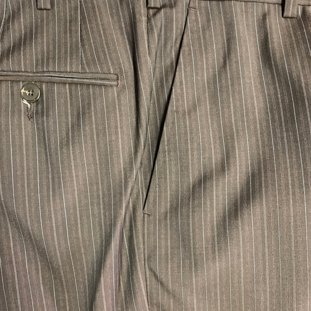 Z ZEGNA Size 38 Brown Blue Pinstripe Wool Single Breasted Notch Lapel Suit