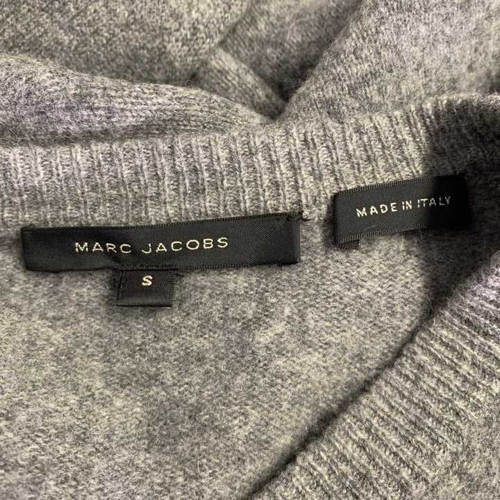 MARC JACOBS Size S Grey Heather Knit Wool Cashmere V-Neck Sweater