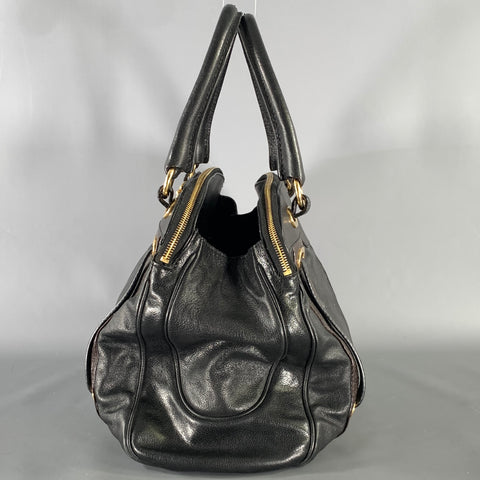 MARC JACOBS Black Brown Leather Satchel top Handles Handbag