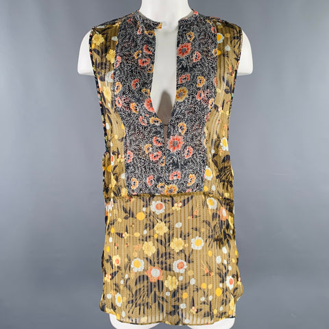 ISABEL MARANT Size 2 Multi Color Silk Floral Sleeveless Casual Top