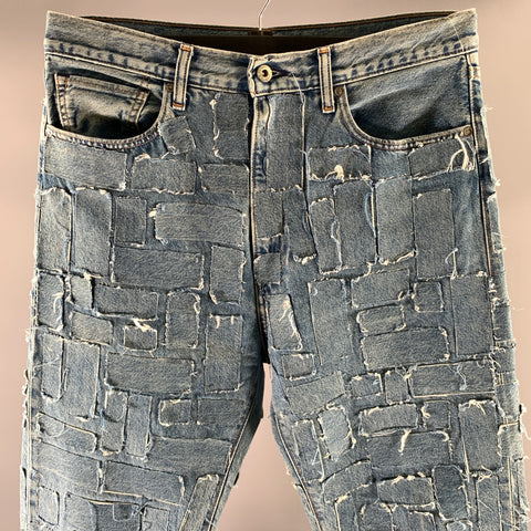 LEVI'S Size 32 Blue Organic Cotton Patchwork Jeans