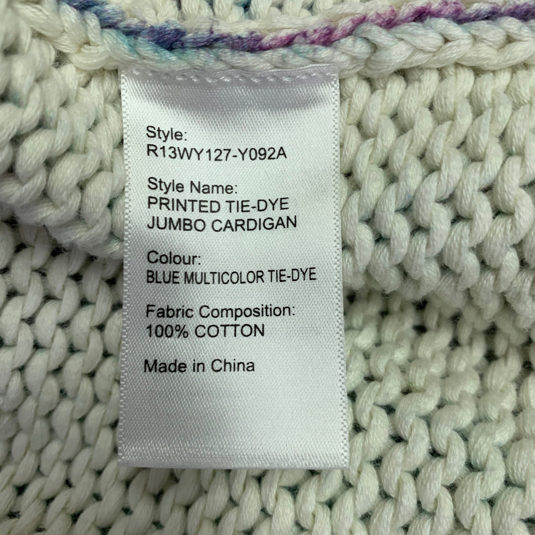 R13 Size XS SS23 Multi-Color Cotton Tie Dye Oversized Distressed Cardigan