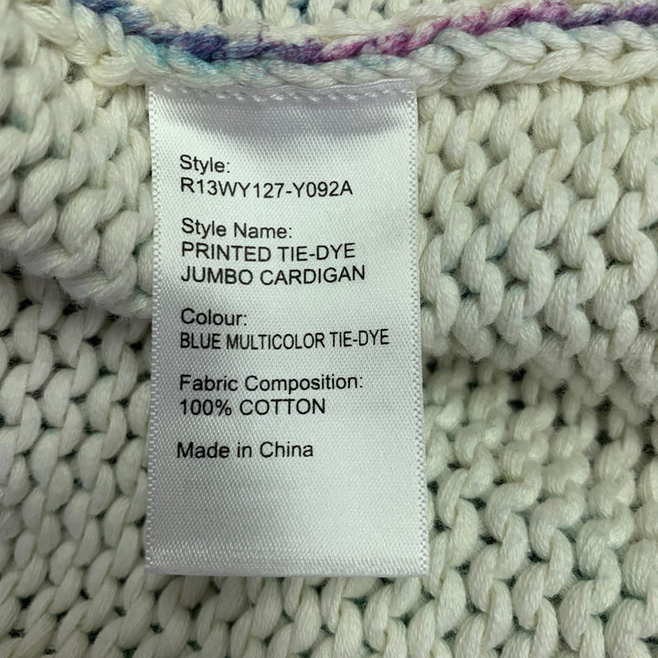 R13 Size XS SS23 Multi-Color Cotton Tie Dye Oversized Distressed Cardigan