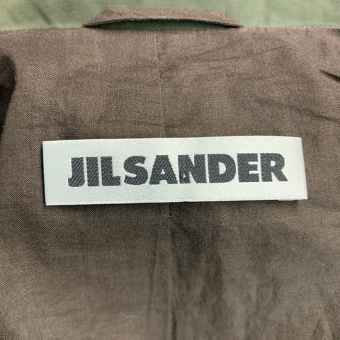 JIL SANDER Taille 2 Manteau à revers cranté en coton et polyamide olive