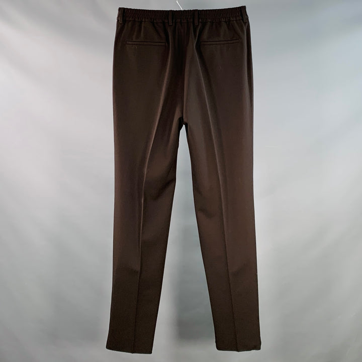 FENDI Size 36 Brown Polyester Virgin Wool Blend Pleated Elastic Waistband Dress Pants