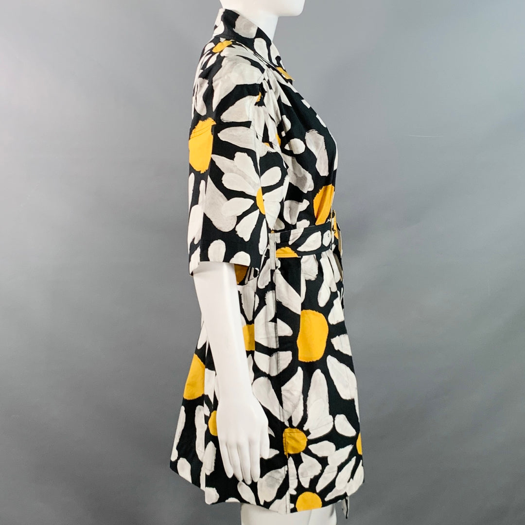 MARNI Size 2 Euphoria Black White Yellow Poplin Floral Pockets Belted – Sui  Generis Designer Consignment