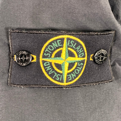STONE ISLAND Size L Black Cotton Blend Double Breasted Coat