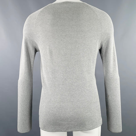 EMPORIO ARMANI Size 38 Grey Waffle Knit Scoop Neck Pullover