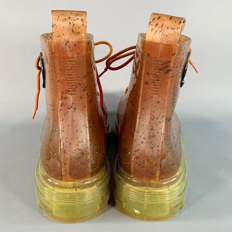 MELISSA x VIKTOR & ROLF Size 11 Brown Yellow Dots Acetate Lace-Up Ankle Boots