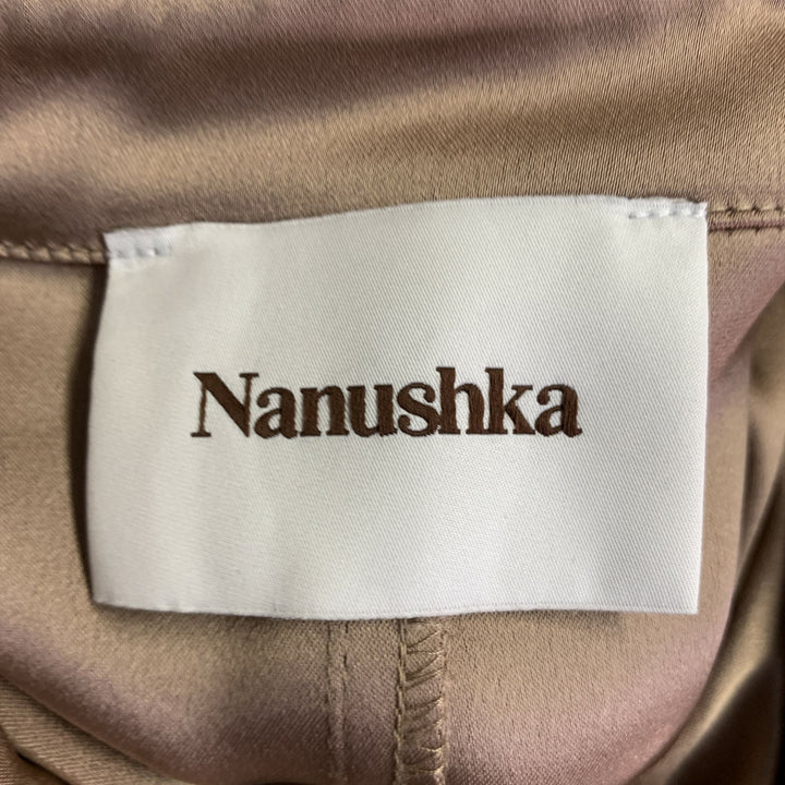 NANUSHKA Size M Copper Triacetate Blend Satin Point Collar Patch Pockets Shirt