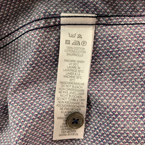 PAUL SMITH Size M Blue White & Red Dots Cotton Spread Collar Long Sleeve Shirt