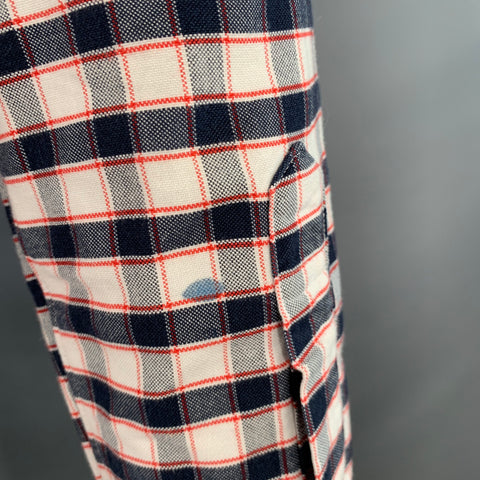 THOM BROWNE Size S White Black Red Oxford Checkered Cotton Long Sleeve Shirt
