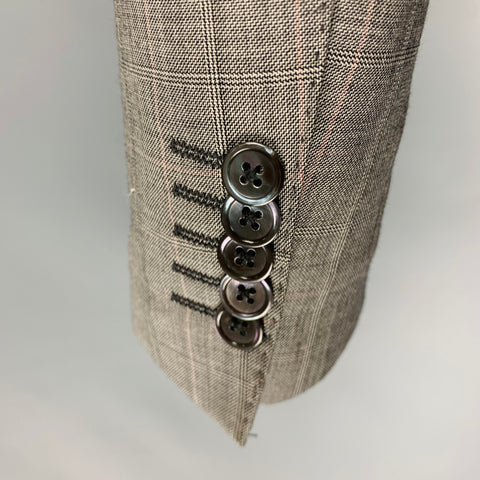 PAUL SMITH Size 36 -Byard- Grey Orange Window Pane Wool Single Breasted Suit