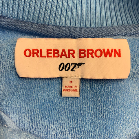 ORLEBAR BROWN x 007 Size M Blue Cotton Terry Half Placket Polo