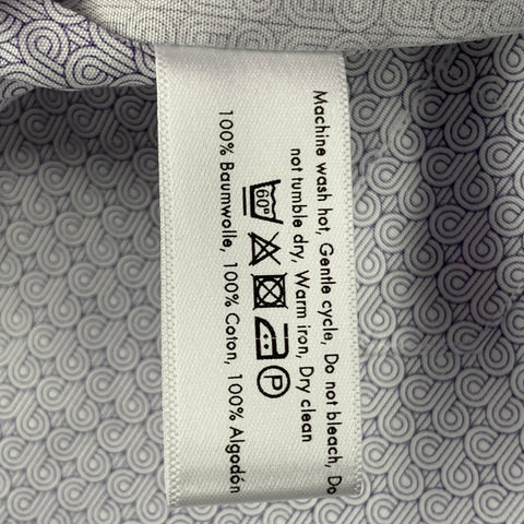 ETON Size S White Grey Abstract Cotton Spread Collar Long Sleeve Shirt
