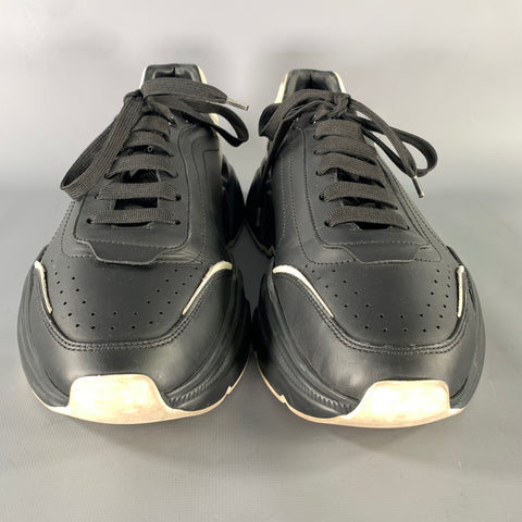 DOLCE & GABBANA Size 10 Black White Leather Sneakers