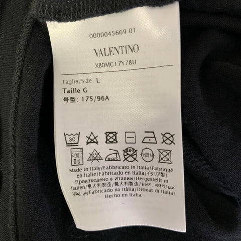 VALENTINO Size L Black Multi Color Graphic Cotton Oversized T shirt