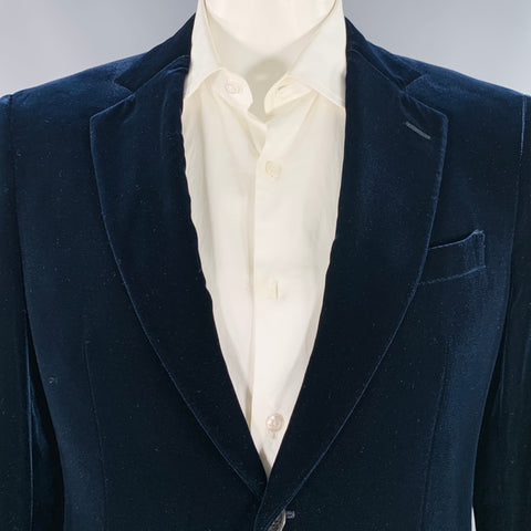 GIORGIO ARMANI Size 42 Navy Velvet Viscose Blend Sport Coat
