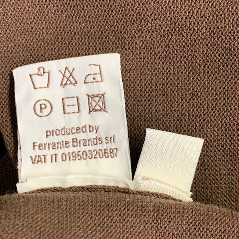 DE PETRILLO Size L Brown Jersey Cotton Short Sleeve Pullover