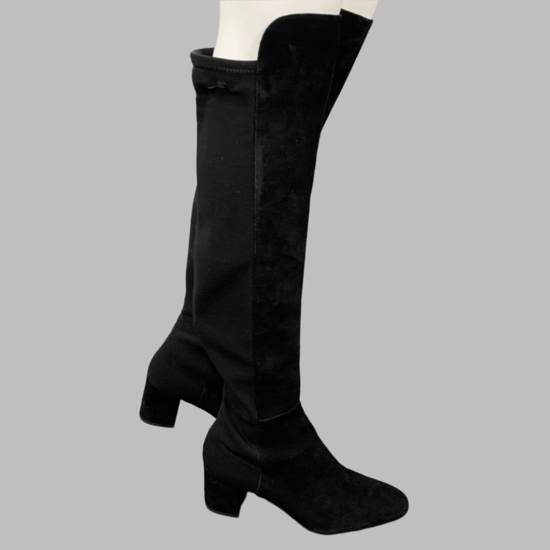 STUART WEITZMAN Size 7.5 Black Suede Pull On Boots