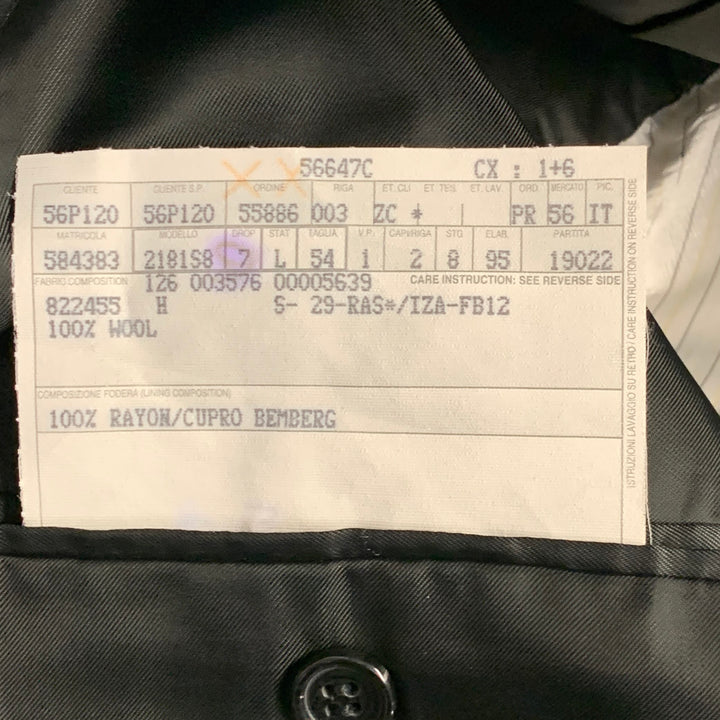 ERMENEGILDO ZEGNA Size 44 Long Black Pinstripe Wool Tuxedo