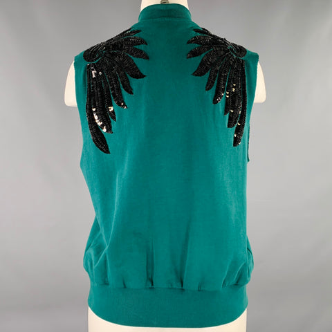 DRIES VAN NOTEN Size S Green Black Cotton Sequined Sleeveless Vest