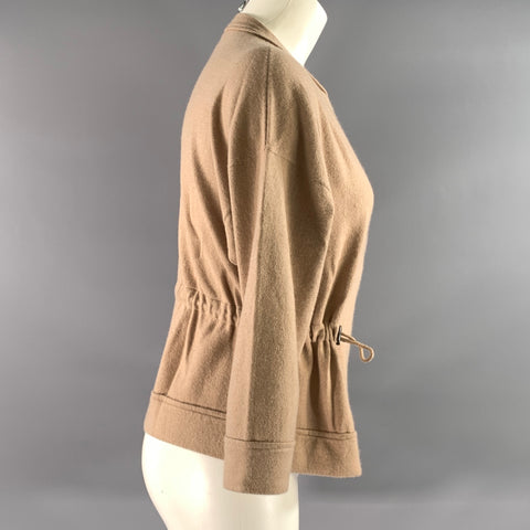 BRUNELLO CUCINELLI Size M Tan Cashmere Solid Moto Racer Jacket