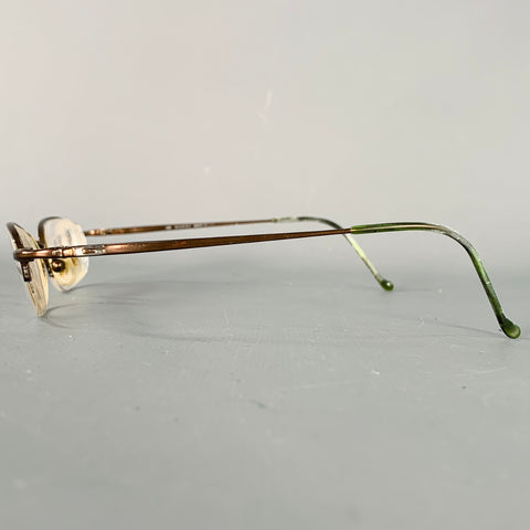 GUCCI Brown Metal Semi Rimless Eyewear Readers