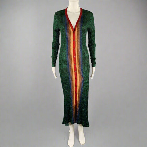 MARCO do VICENZO Size 6 Black Multi Color Acetate Blend Shiny Long Cardigan
