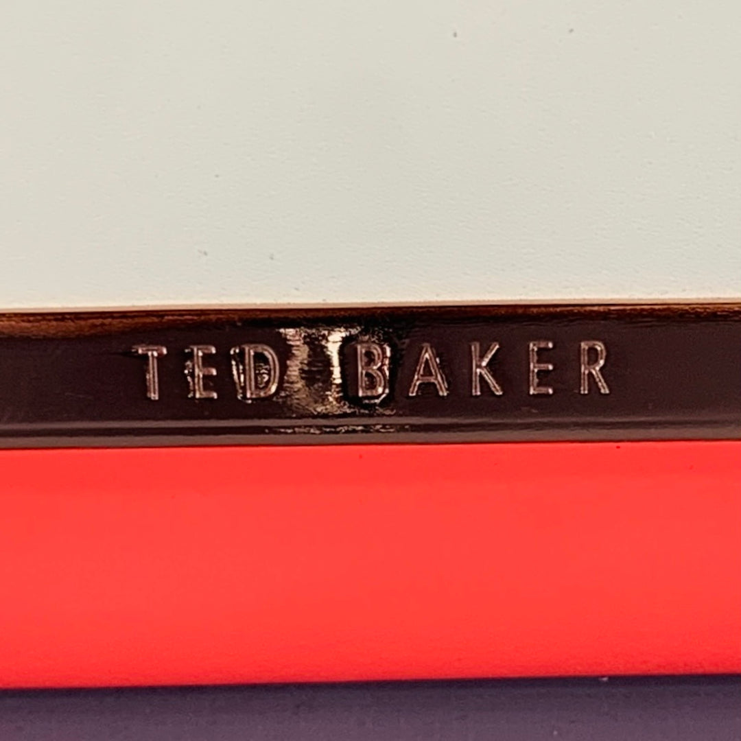 TED BAKER Beige Orange Color Block Leather Clutch Handbag