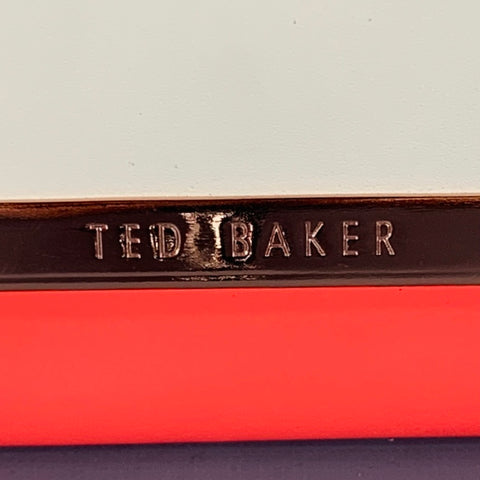 TED BAKER Beige Orange Color Block Leather Clutch Handbag