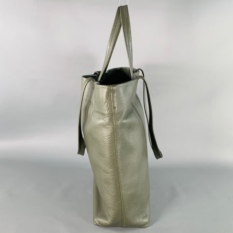 CUYANA Green Pebble Grain Leather Tote Bag